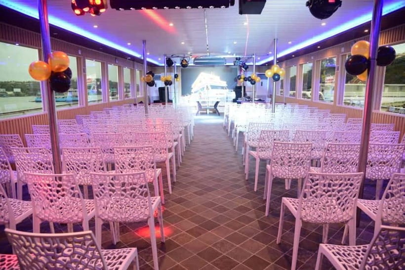 Goa: Triple Deck Family Dinner Cruise and Performances - Lower deck: AC dance floor, Bollywood DJ music, and party games