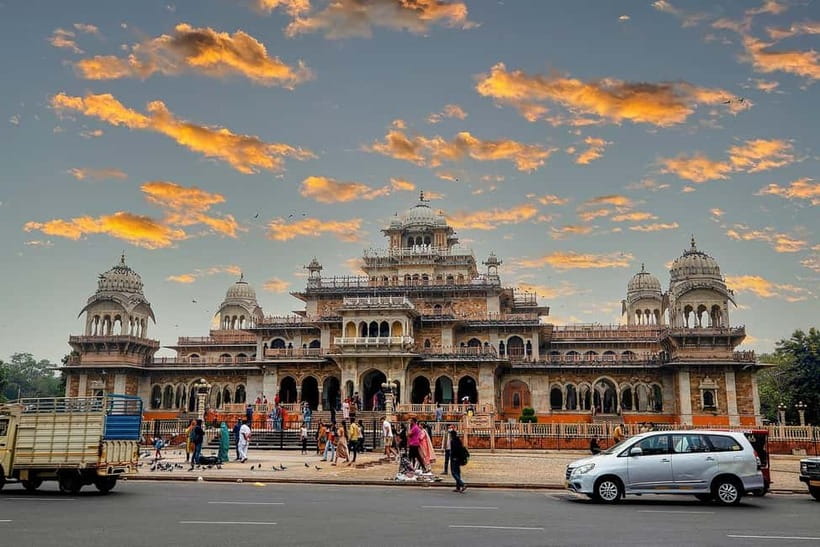 Jaipur: Private Evening Tour with Monkey Temple Sunset - Albert Hall Museum Exterior at Night: A Grand Finale With Architecture Focus