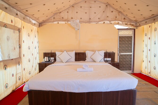 Overnight Stay in a luxury Camp with a cultural show & dinner. - Your Overnight Tent: Private Bathroom Comfort in a Desert Setting